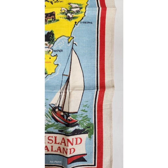 Pure Linen Fast Colours Kitchen Tea Towel New Zealand North Island Map 31x20 - Picture 11 of 16